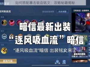 如何搭配暴击吸血铭文：攻略秘籍揭秘