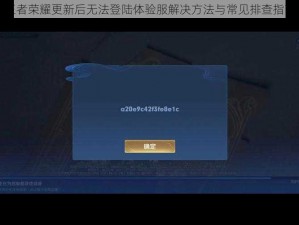 王者荣耀更新后无法登陆体验服解决方法与常见排查指南