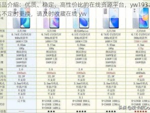 商品介绍：优质、稳定、高性价比的在线资源平台，yw193 域名不定时更换，请及时收藏在线 yw