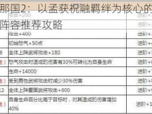 放开那国2：以孟获祝融羁绊为核心的蜀国推图阵容推荐攻略