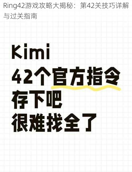 Ring42游戏攻略大揭秘：第42关技巧详解与过关指南