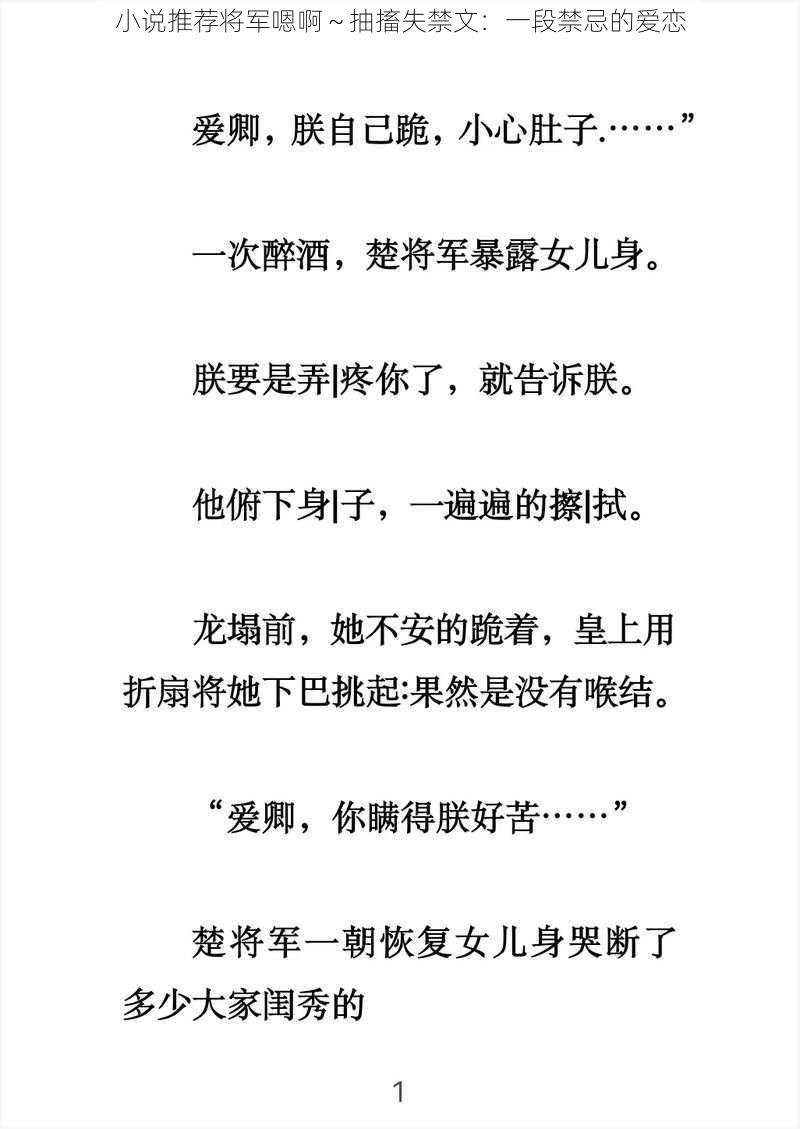 小说推荐将军嗯啊～抽搐失禁文：一段禁忌的爱恋