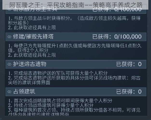 阿瓦隆之王：平民攻略指南——策略高手养成之路