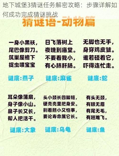 地下城堡3猜谜任务解密攻略：步骤详解如何成功完成猜谜挑战