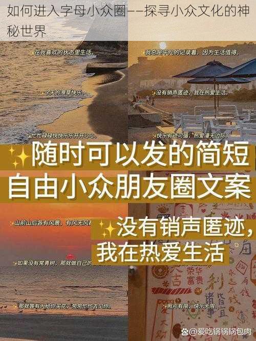 如何进入字母小众圈——探寻小众文化的神秘世界