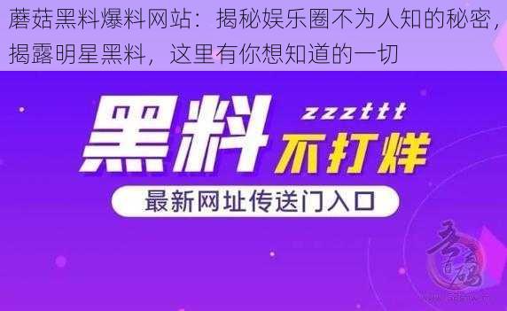 蘑菇黑料爆料网站：揭秘娱乐圈不为人知的秘密，揭露明星黑料，这里有你想知道的一切