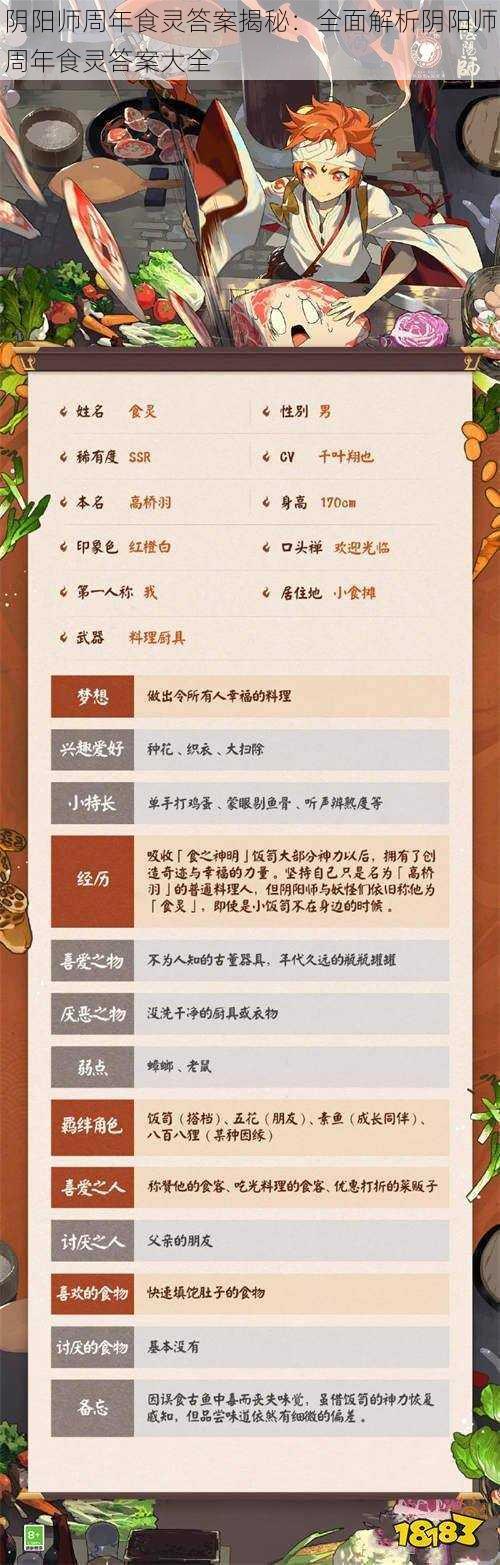 阴阳师周年食灵答案揭秘：全面解析阴阳师周年食灵答案大全