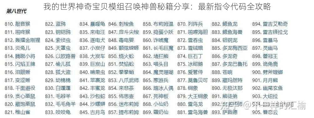 我的世界神奇宝贝模组召唤神兽秘籍分享：最新指令代码全攻略