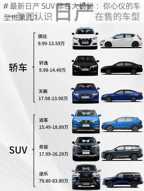 # 最新日产 SUV 排名大揭秘 ：你心仪的车型排第几？