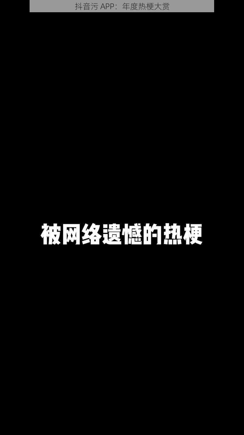 抖音污 APP：年度热梗大赏