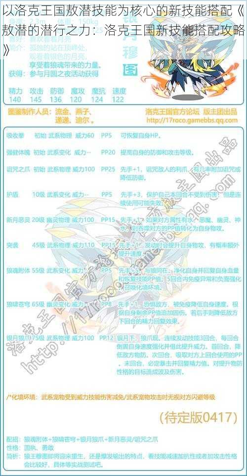 以洛克王国敖潜技能为核心的新技能搭配《敖潜的潜行之力：洛克王国新技能搭配攻略》