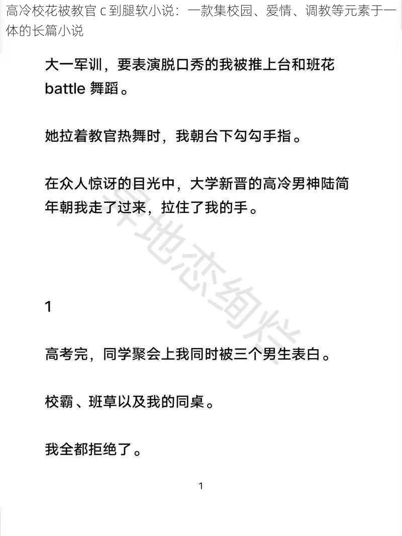 高冷校花被教官 c 到腿软小说：一款集校园、爱情、调教等元素于一体的长篇小说