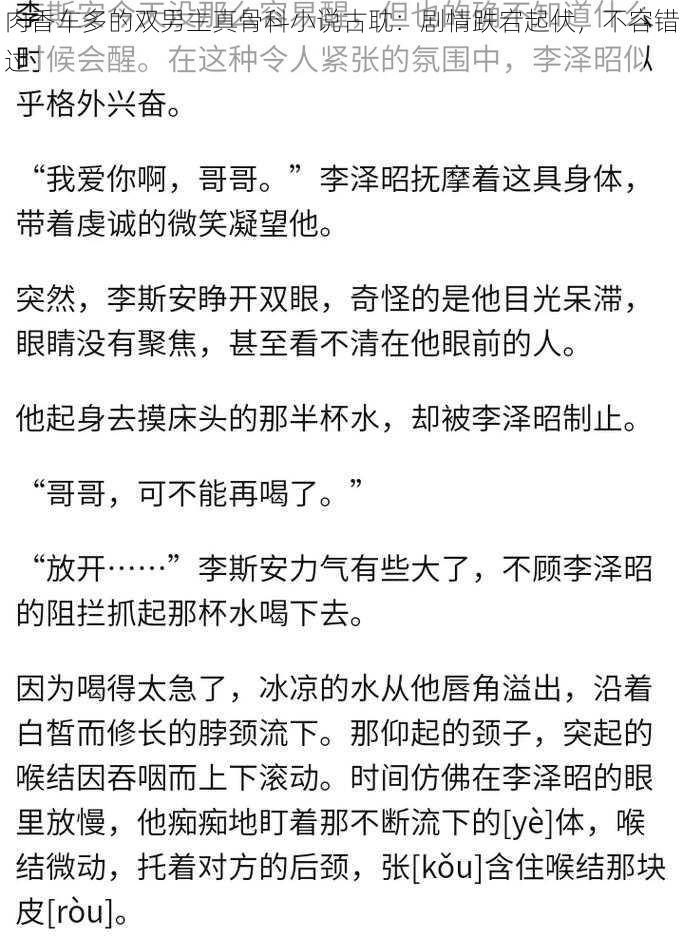 肉香车多的双男主真骨科小说古耽：剧情跌宕起伏，不容错过