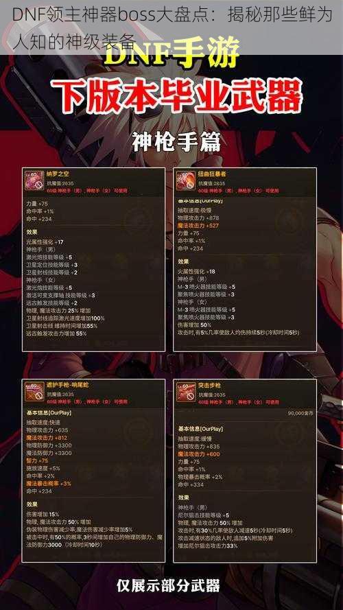 DNF领主神器boss大盘点：揭秘那些鲜为人知的神级装备