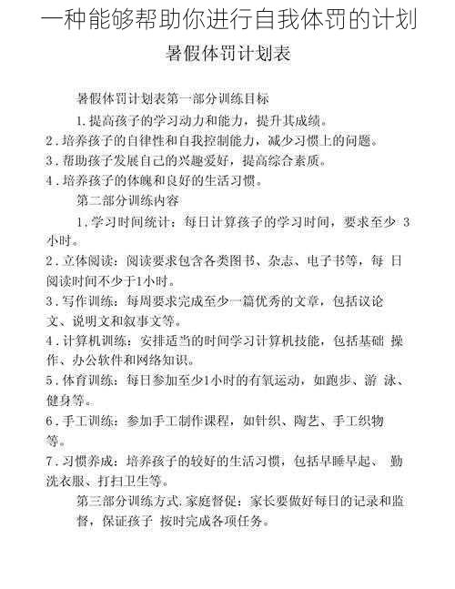 一种能够帮助你进行自我体罚的计划