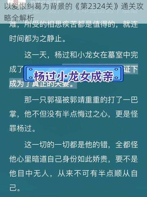 以爱恨纠葛为背景的《第2324关》通关攻略全解析